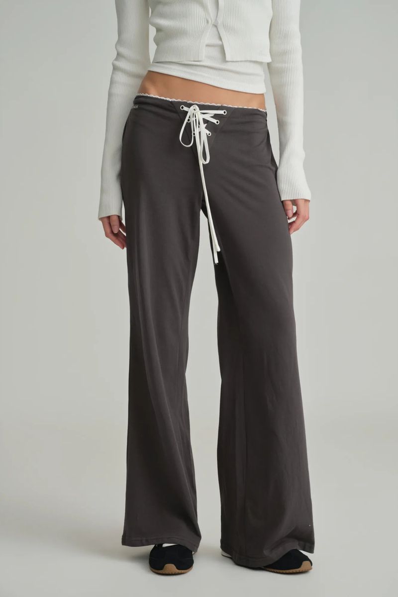 Ivy lace-up pants, Charcoal
