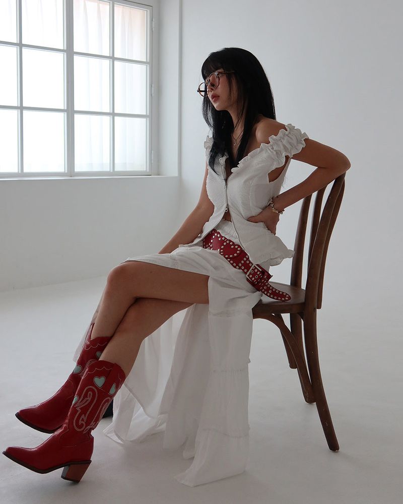 1:1 Custom Order Red Heart Western Boots