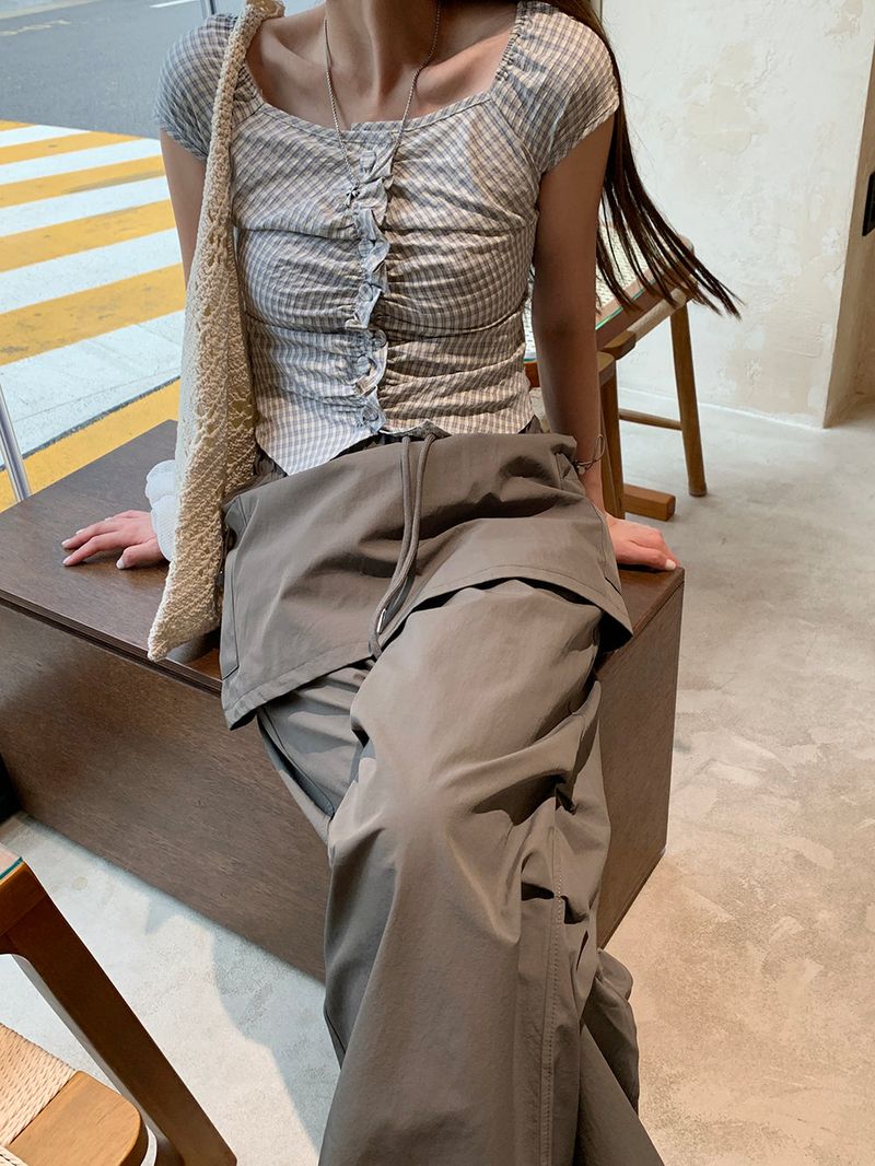 [MADE] Kaen Nylon Layered Skirt Banding Pants