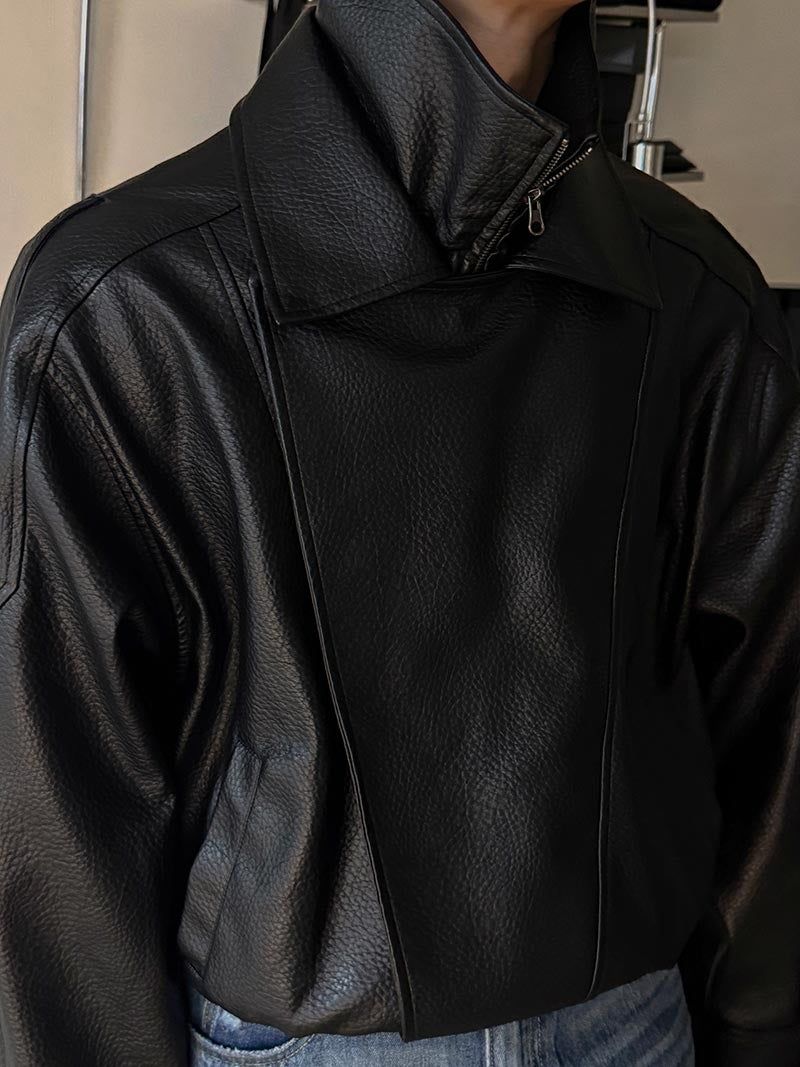 ASCLO Saint Double Collar Leather Jacket (2color)