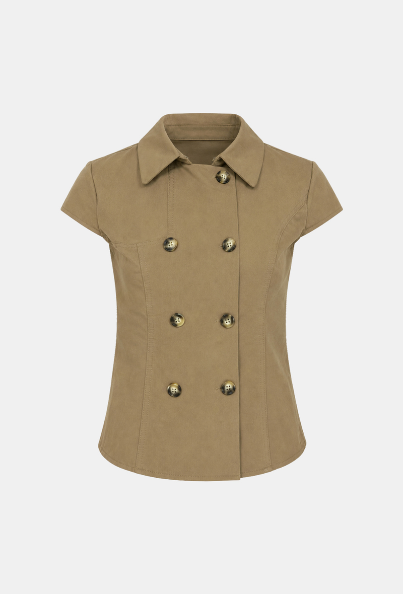 Roven Double Button Collar Blouse
