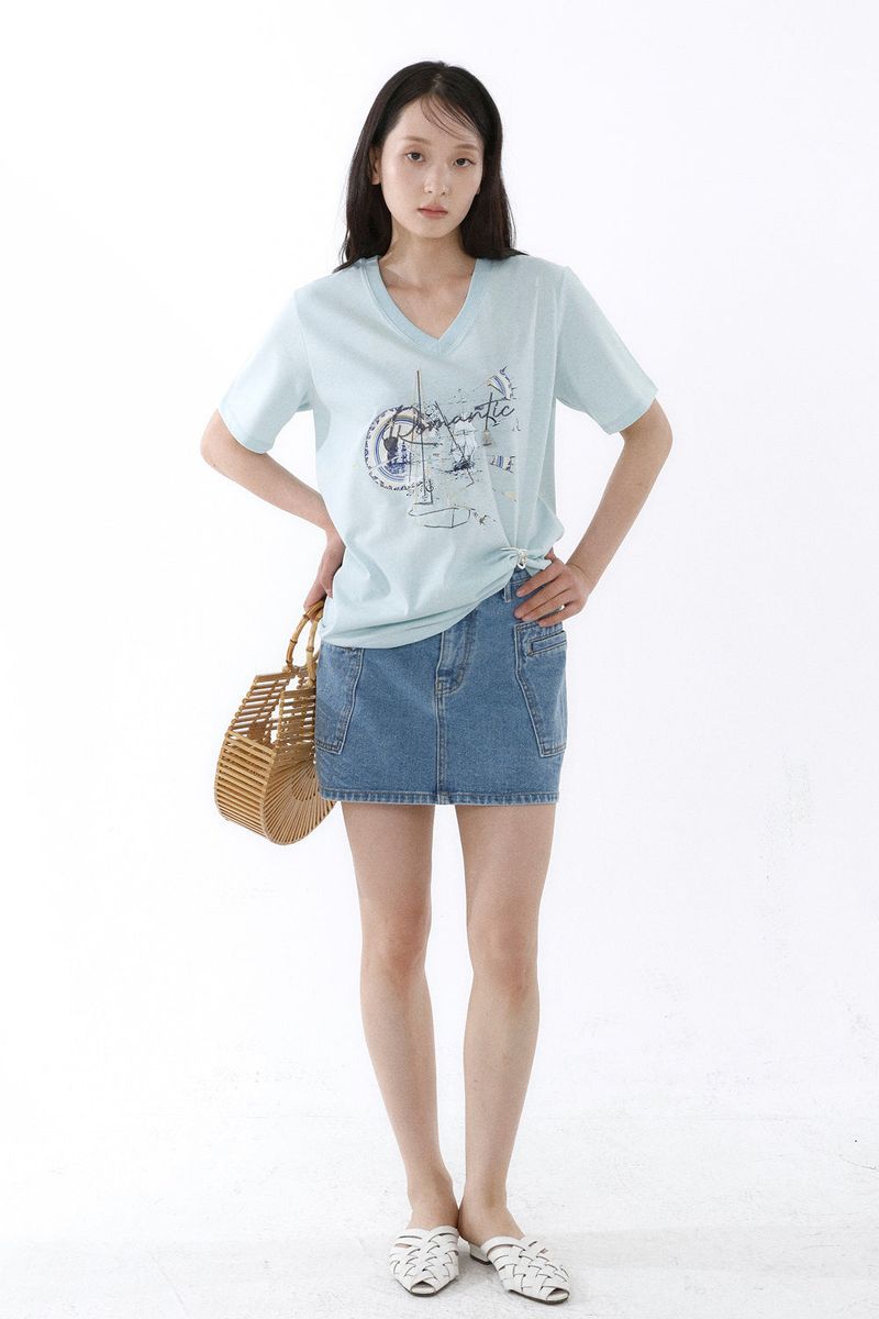 GALAXY V-NECK T-SHIRT_ICE MINT