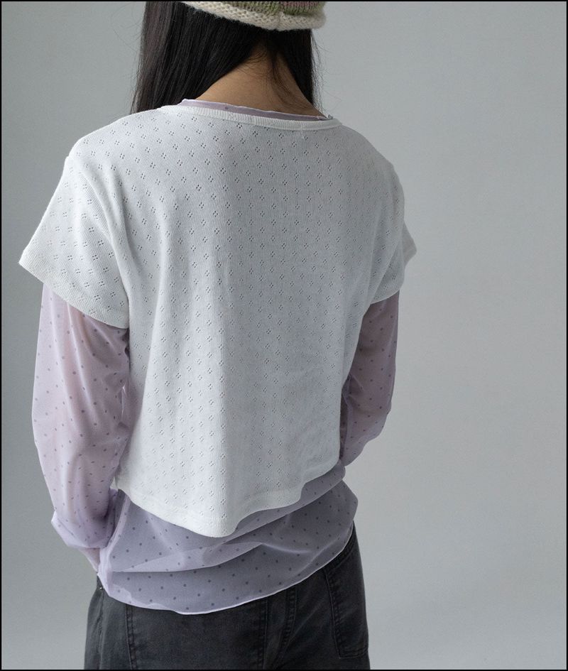 Edit crop frill half cardigan