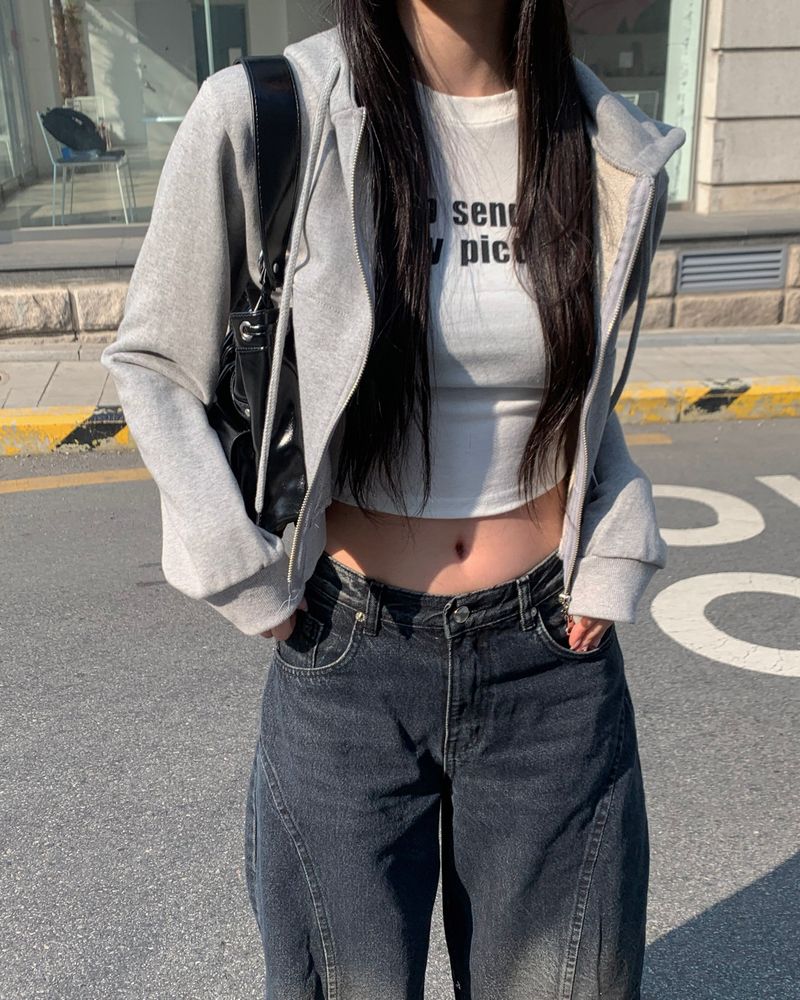 Crop hood zip jumper