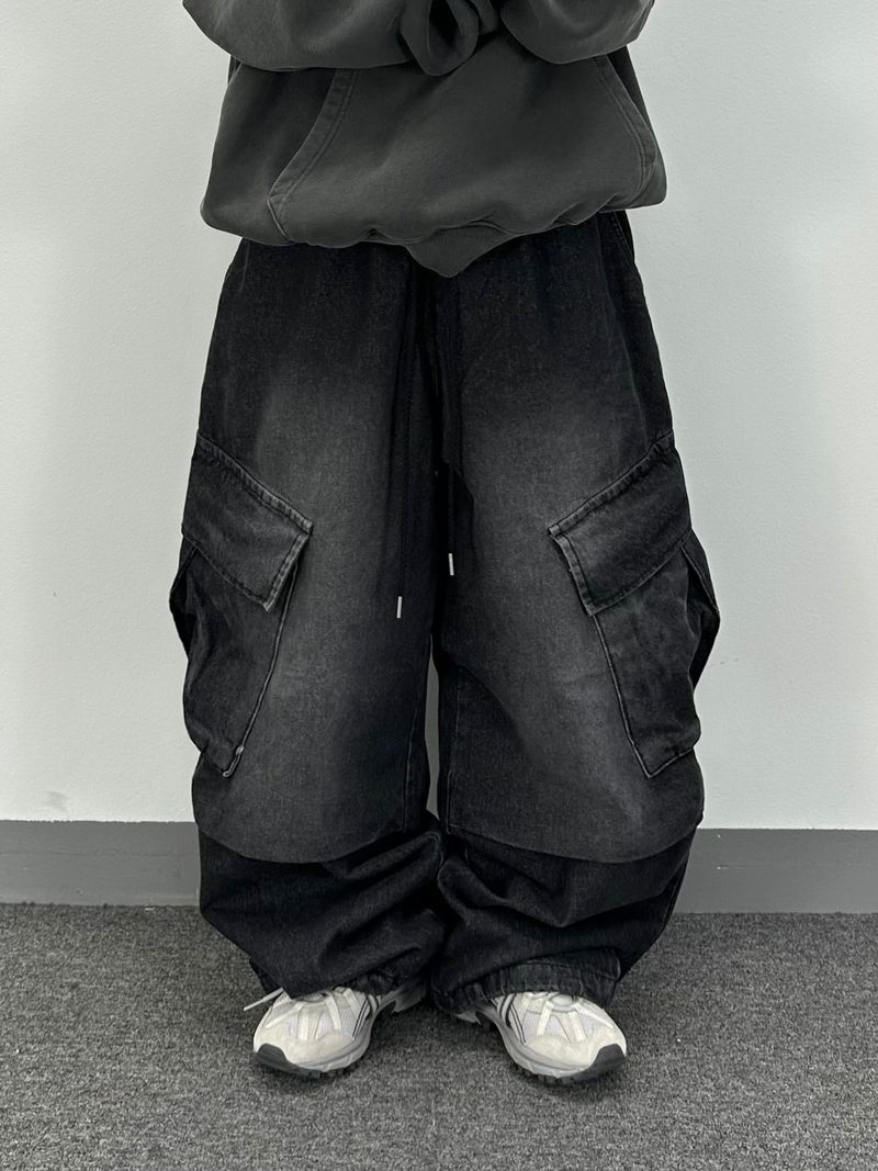 denim oblique cargo pants