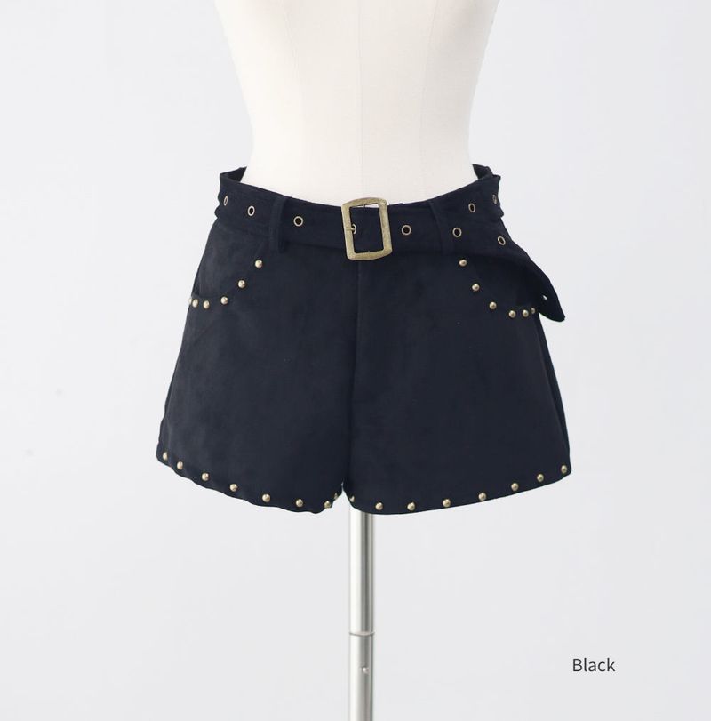Baguette Suede Studded Shorts