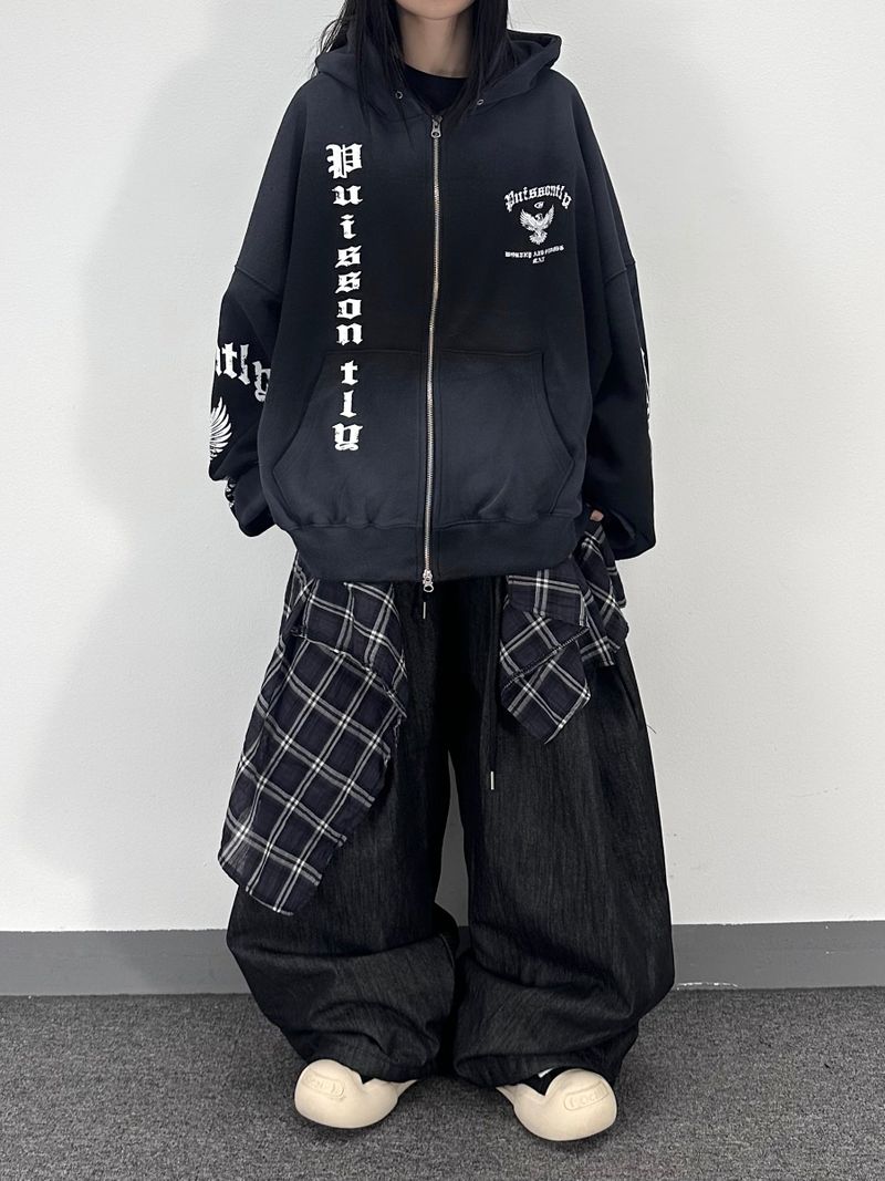 dirty eagle hooded zip-up