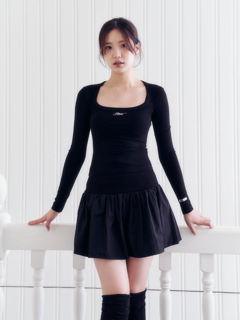 Deep Square Neck Top (BLACK)