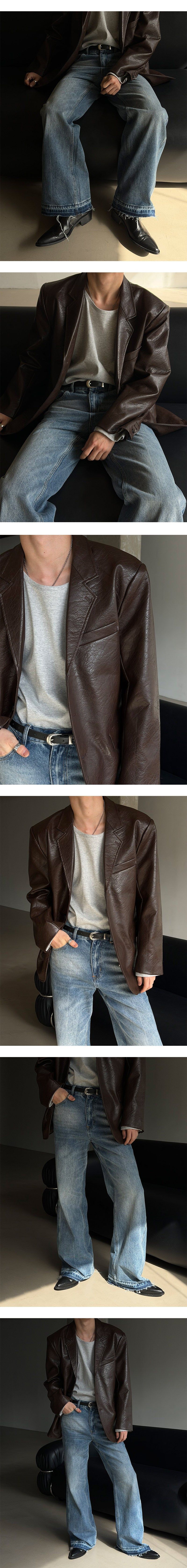 [F/W] Crack overfit leather blazer(2color)