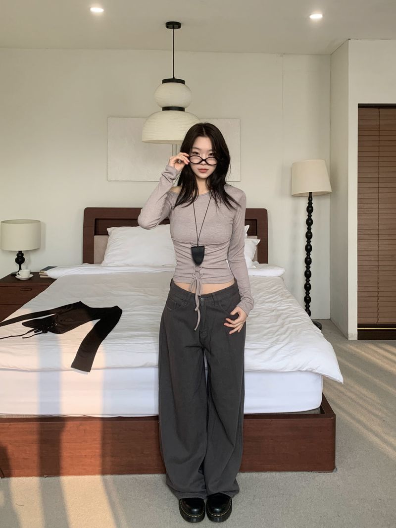 Back Point Bizzo Wide Long Denim Pants