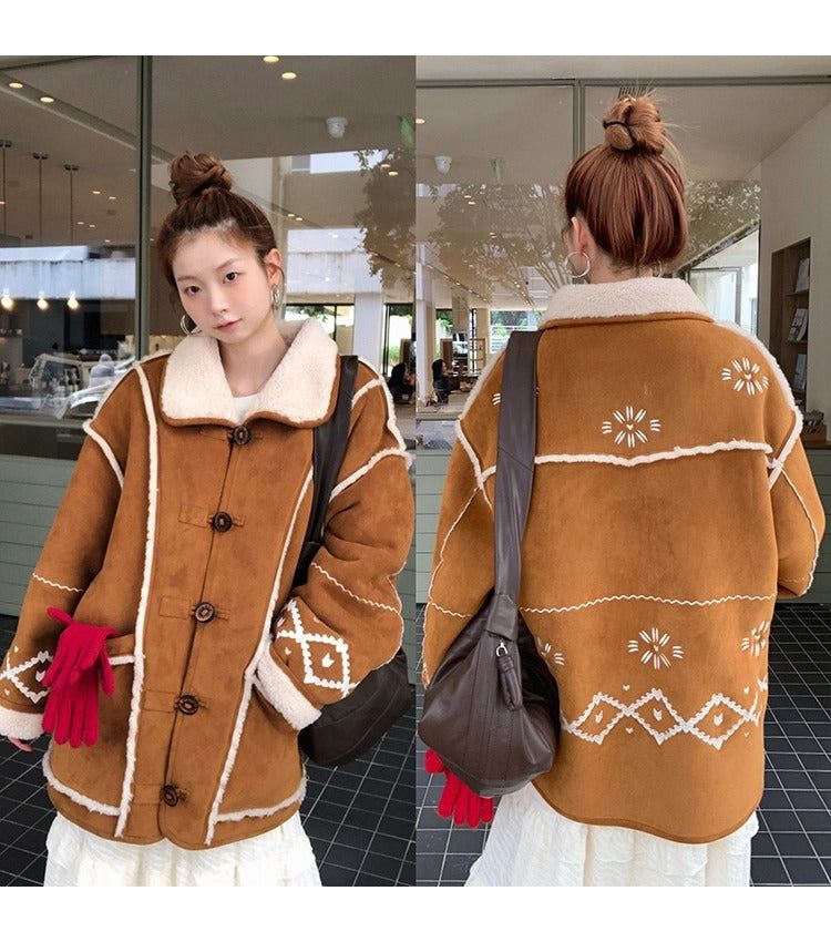 Camel suede oversized fit coat