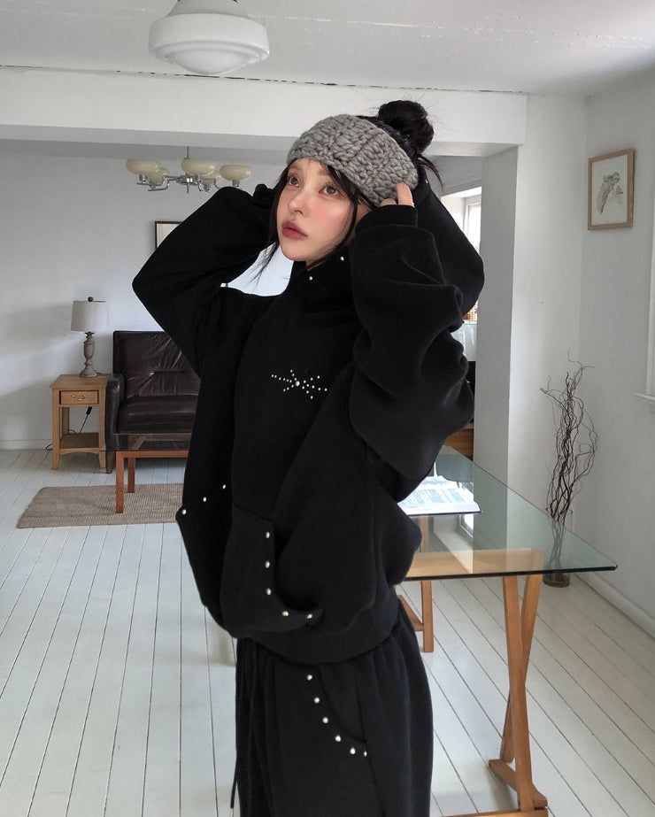 Glint Brushed Studded Hoodie