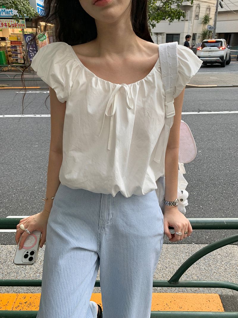 [MADE] Weare Ribbon Puff Blouse