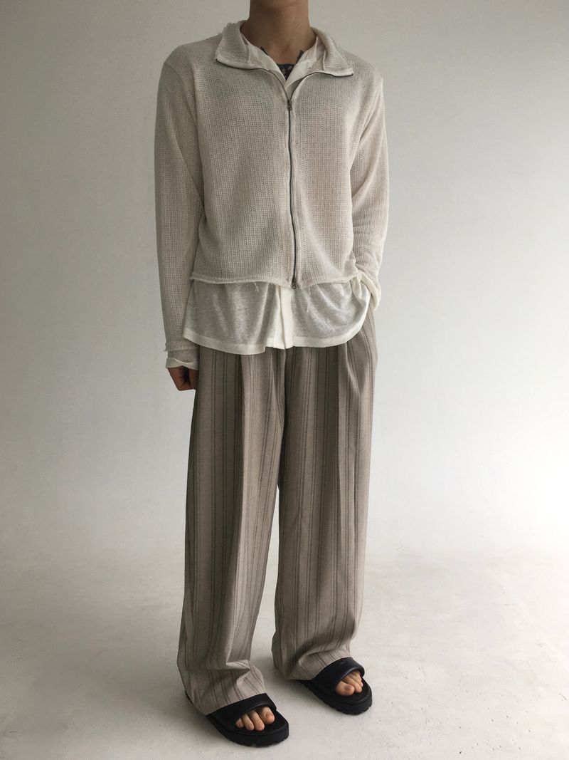 stripe banding rayon slacks(2colors)