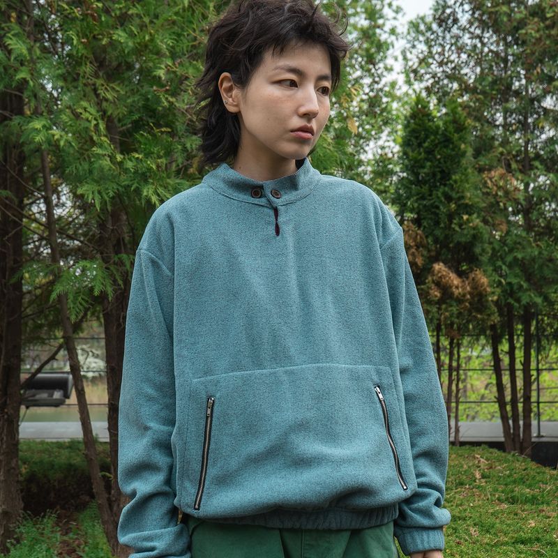 Surface fleece pullover / Dusty aqua