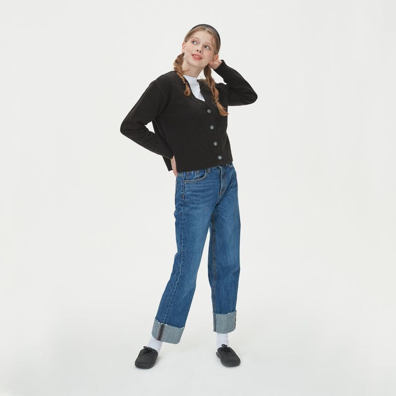WOOL CROP KNIT CARDIGAN_BLACK