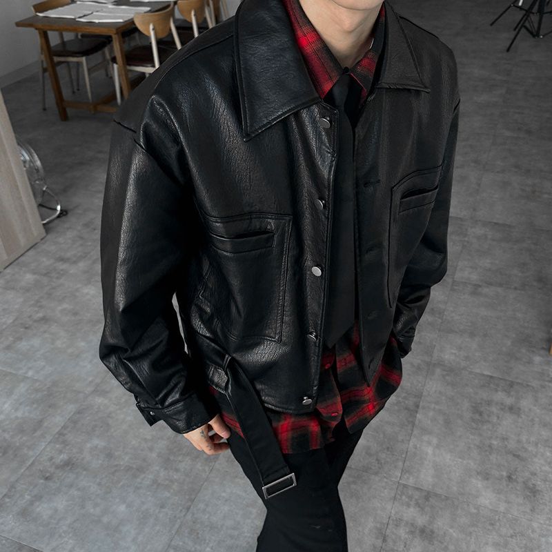 ASCLO Biker Leather Belt Jacket (2color)