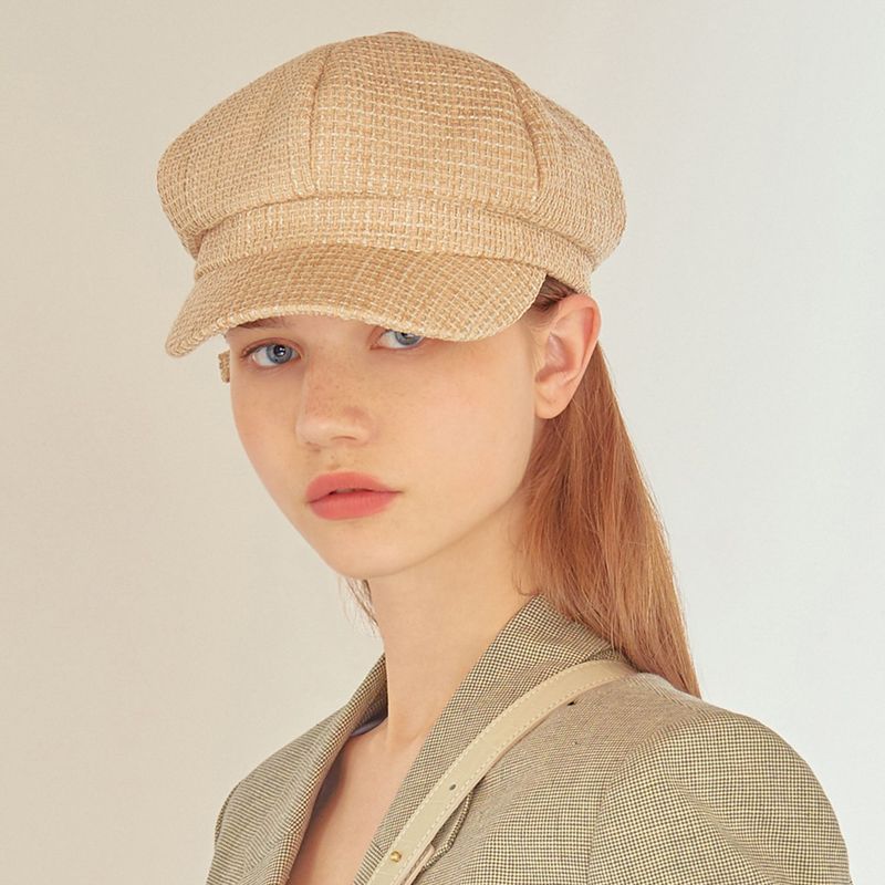boni newsboy cap - tweed beige