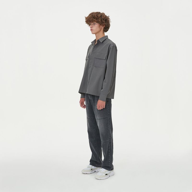 TWO POCKET HIDDEN BUTTONS SHIRTS_CHARCOAL