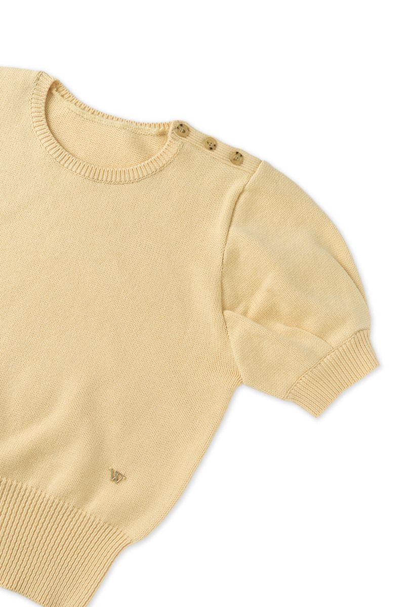 Slim button half knit_butter