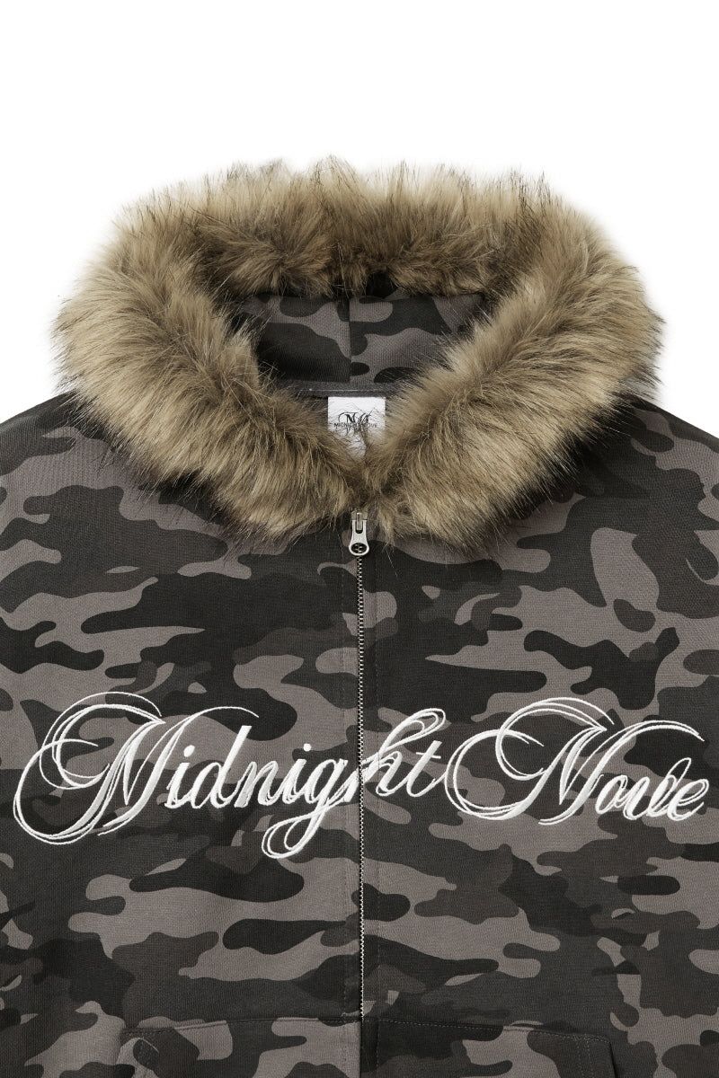 camo hair zip up (dark grey)