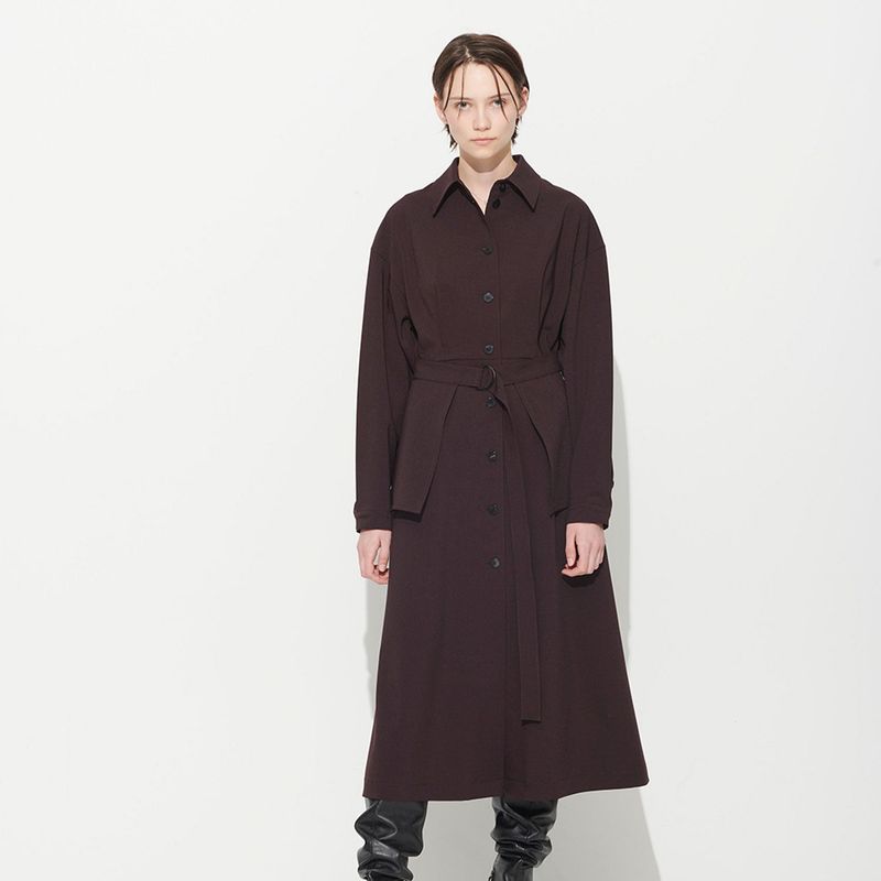 PUBLICKA X(パブリカエックス)の「 POCKET BELTED DRESS, DARK BURGANDY(Dresses)」