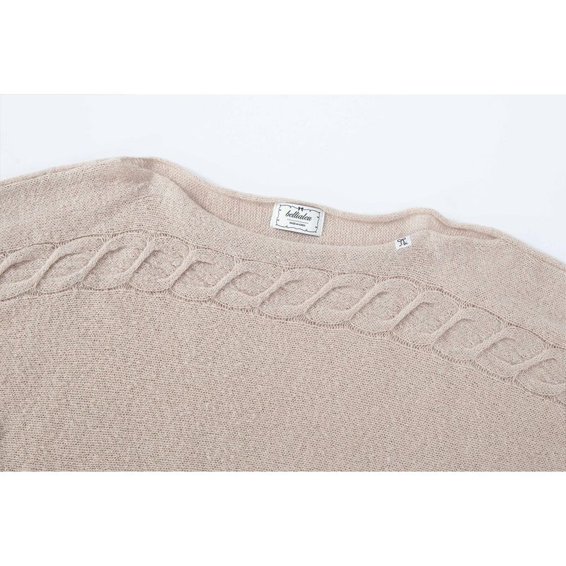 CABLE BOAT NECK KNIT-BEIGE