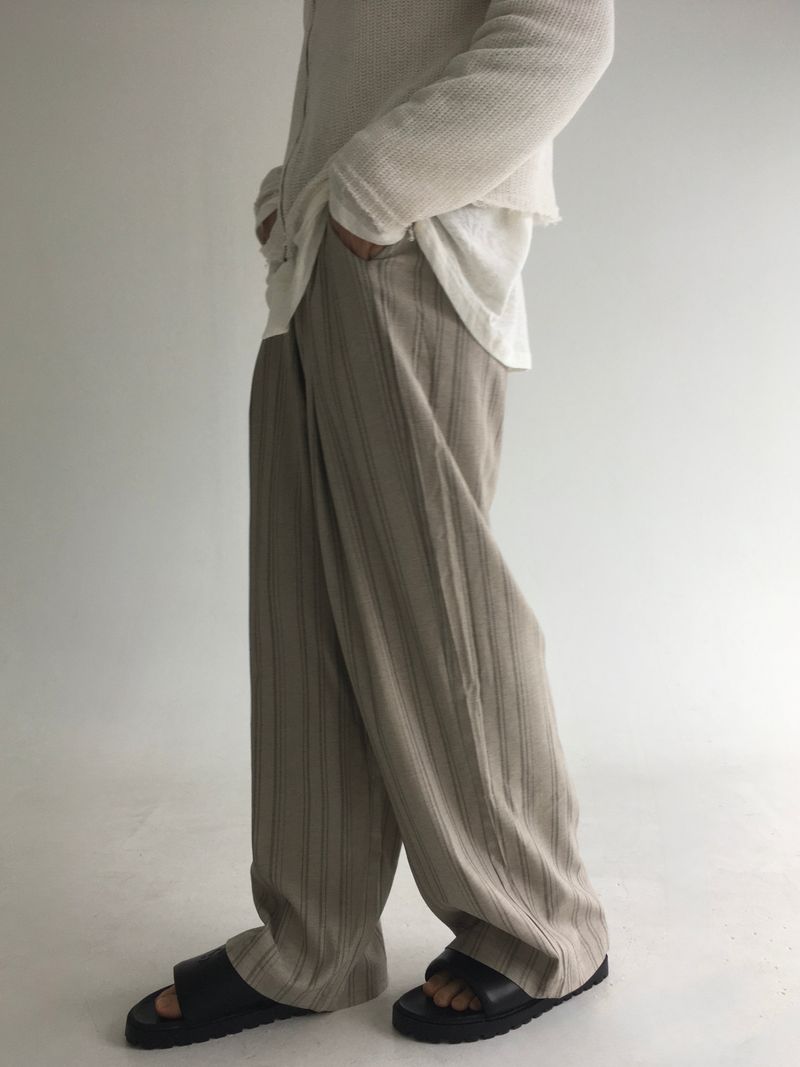 stripe banding rayon slacks(2colors)