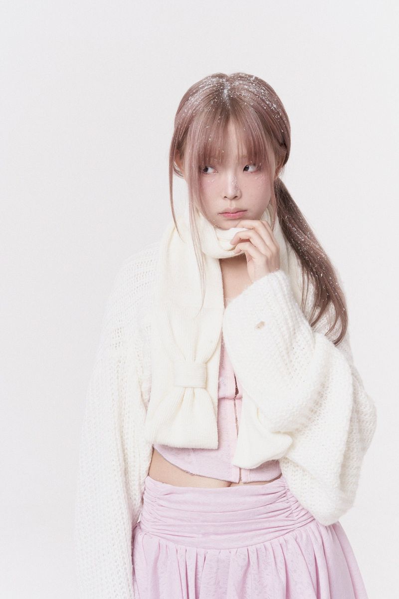 Mini ribbon muffler_ivory