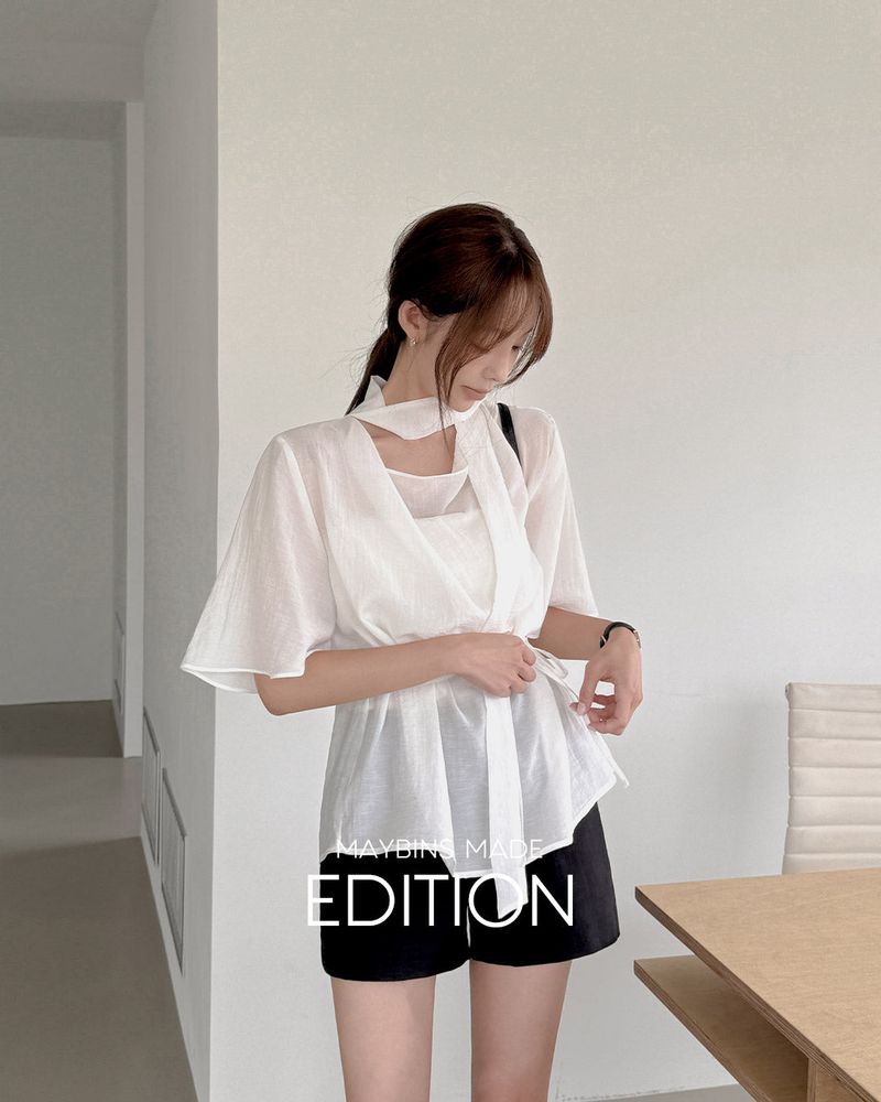 MADE. Reviz tie blouse