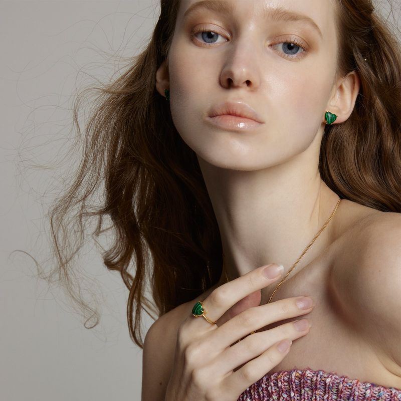 Petite Heart Earrings_Green