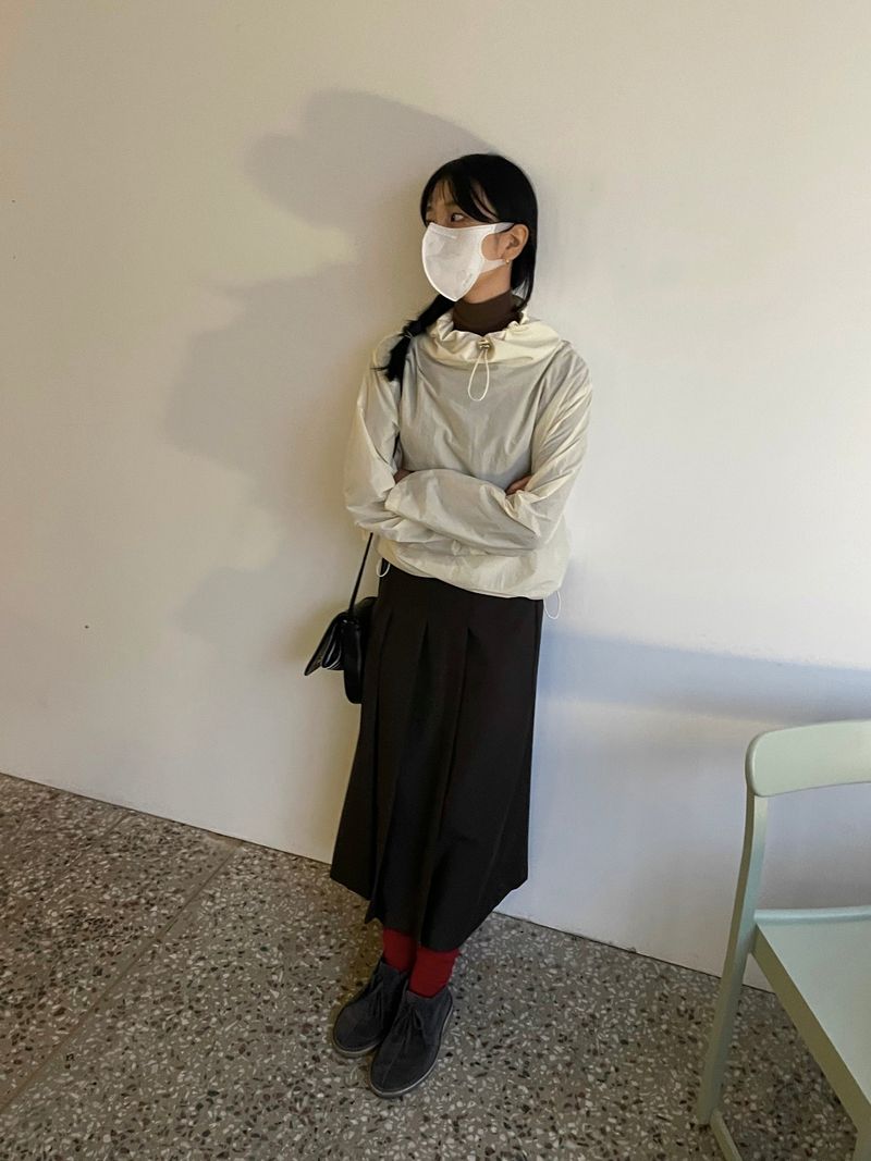 Leaf crease long skirt