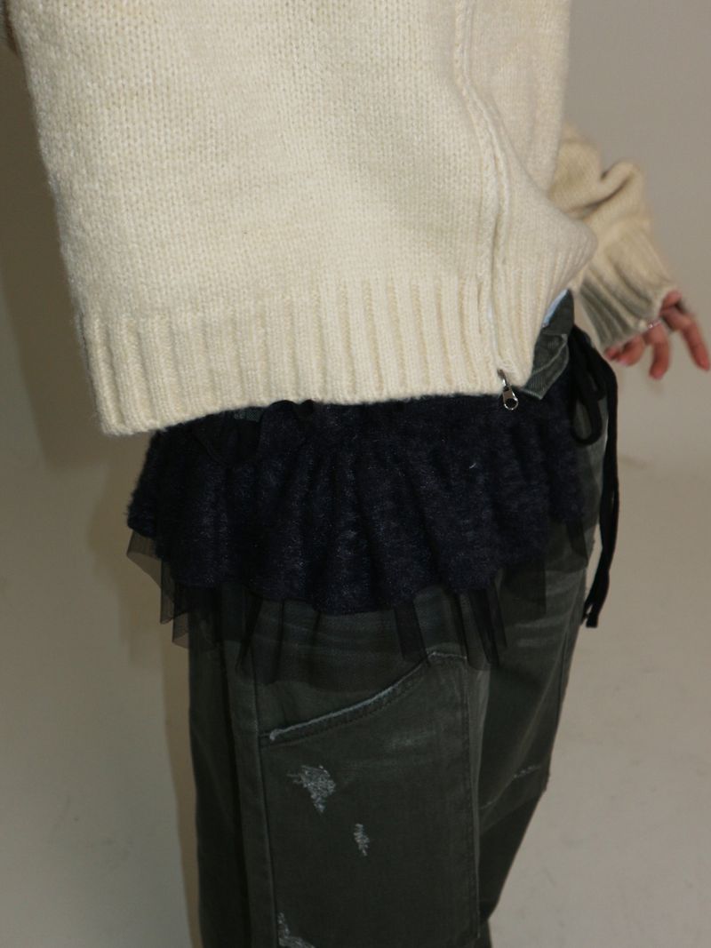 Square Sailor Collar Two-Way Knit Cardigan