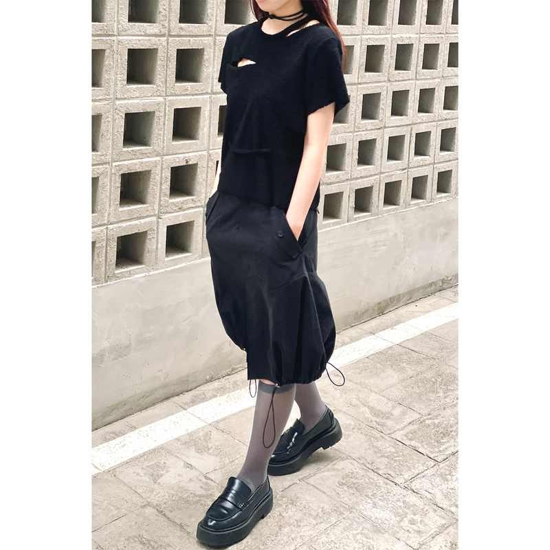 PUMPKIN STRING SKIRT : BLACK