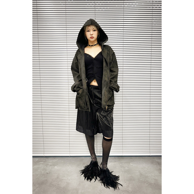 CLOUDY LEATHER HOOD JACKET