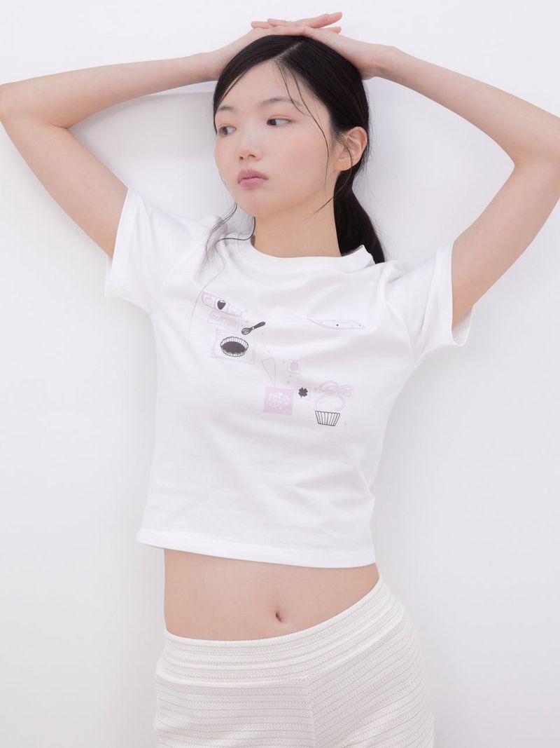 Baking Print T-Shirt(PINK)