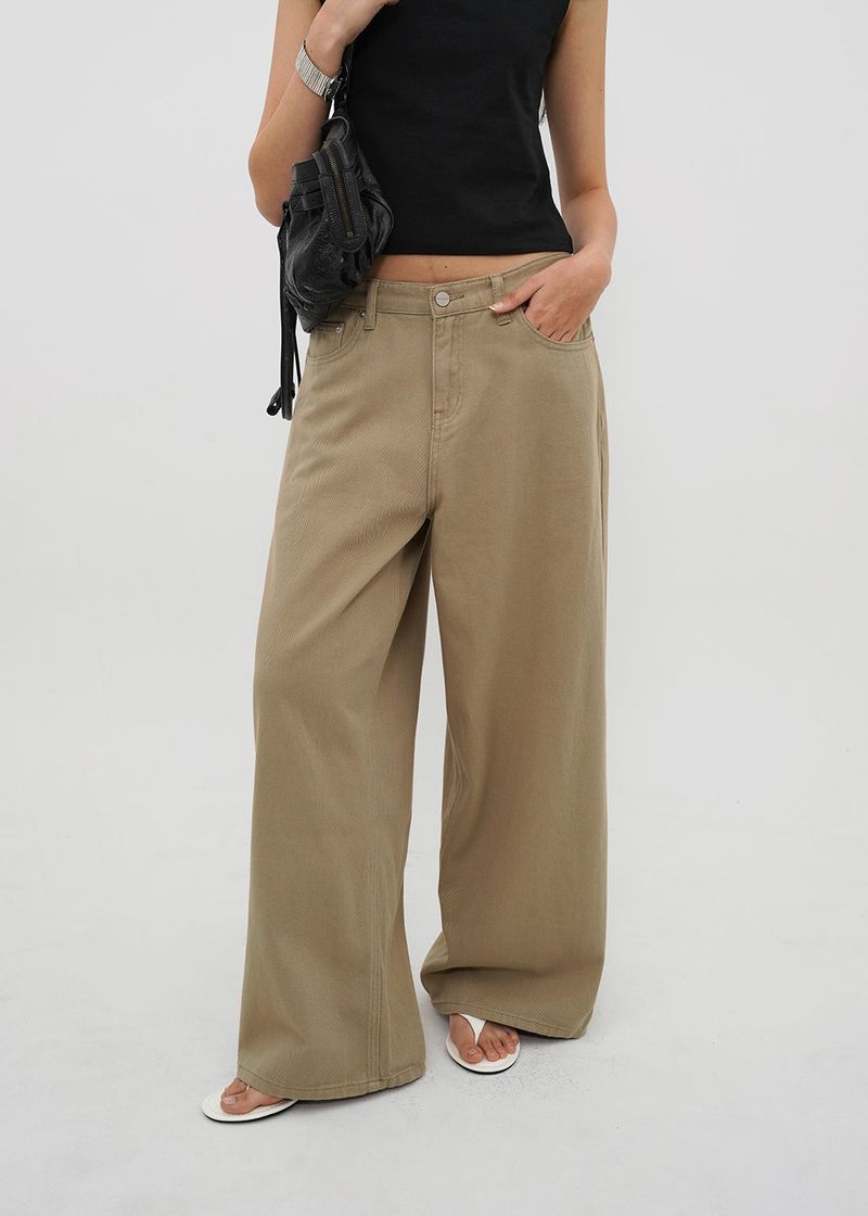 [B-DENIM] LOW WIDE COTTON PANTS 056