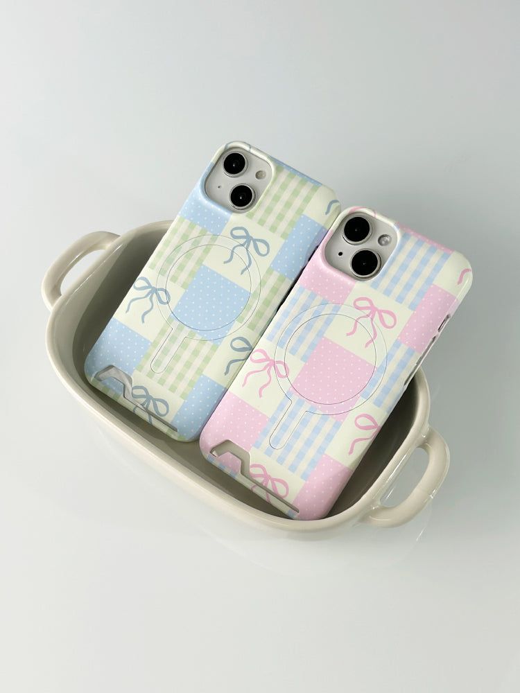Ribbon Pattern Magsafe Card Hard Case(Blue)