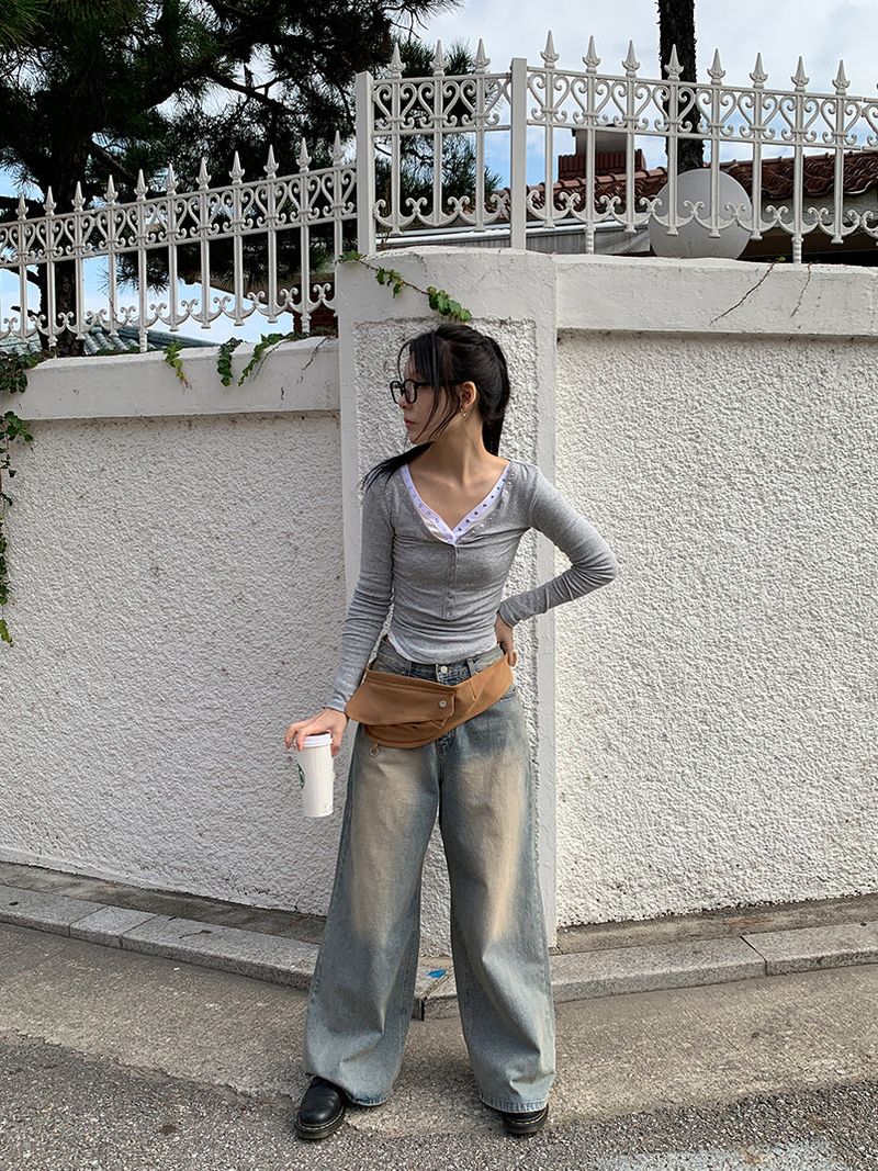 KEYRING WASHED WIDE JEANS