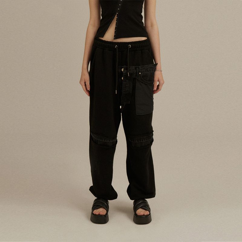 Destroyed Denim Sweatpants_Black