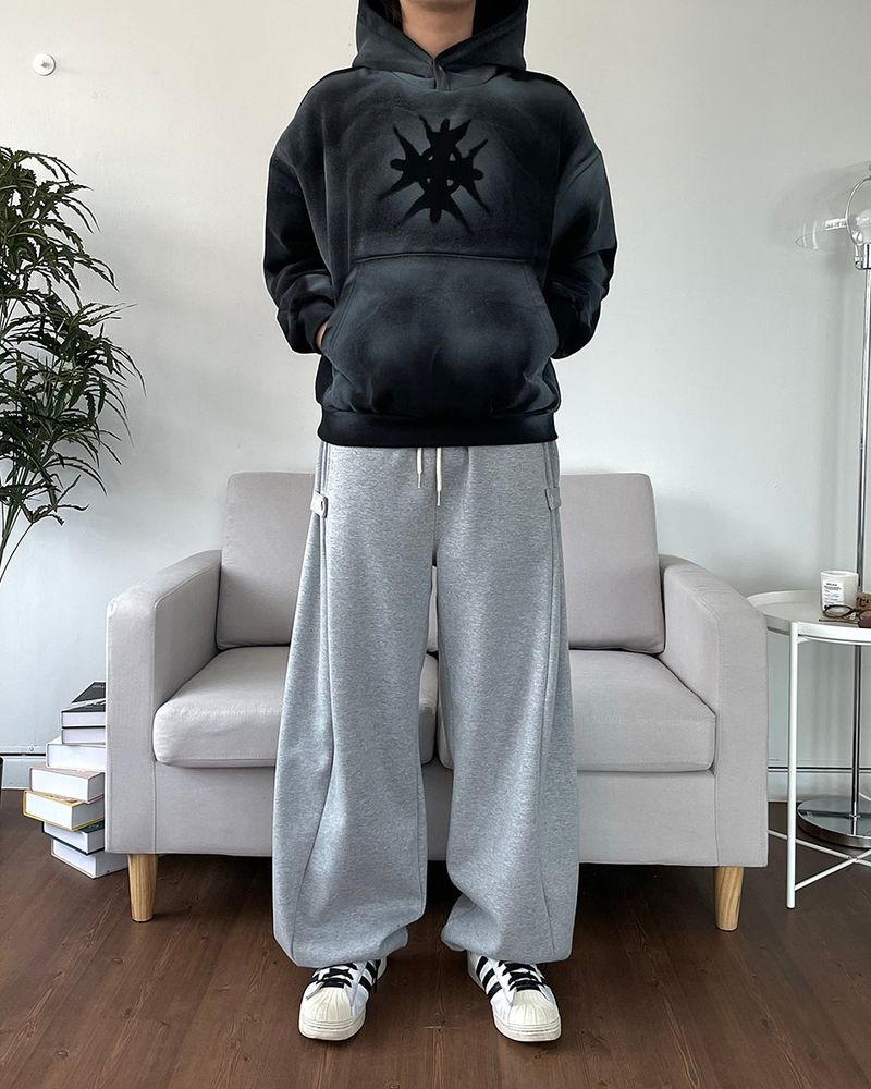 Side Snap Wide Sweatpants