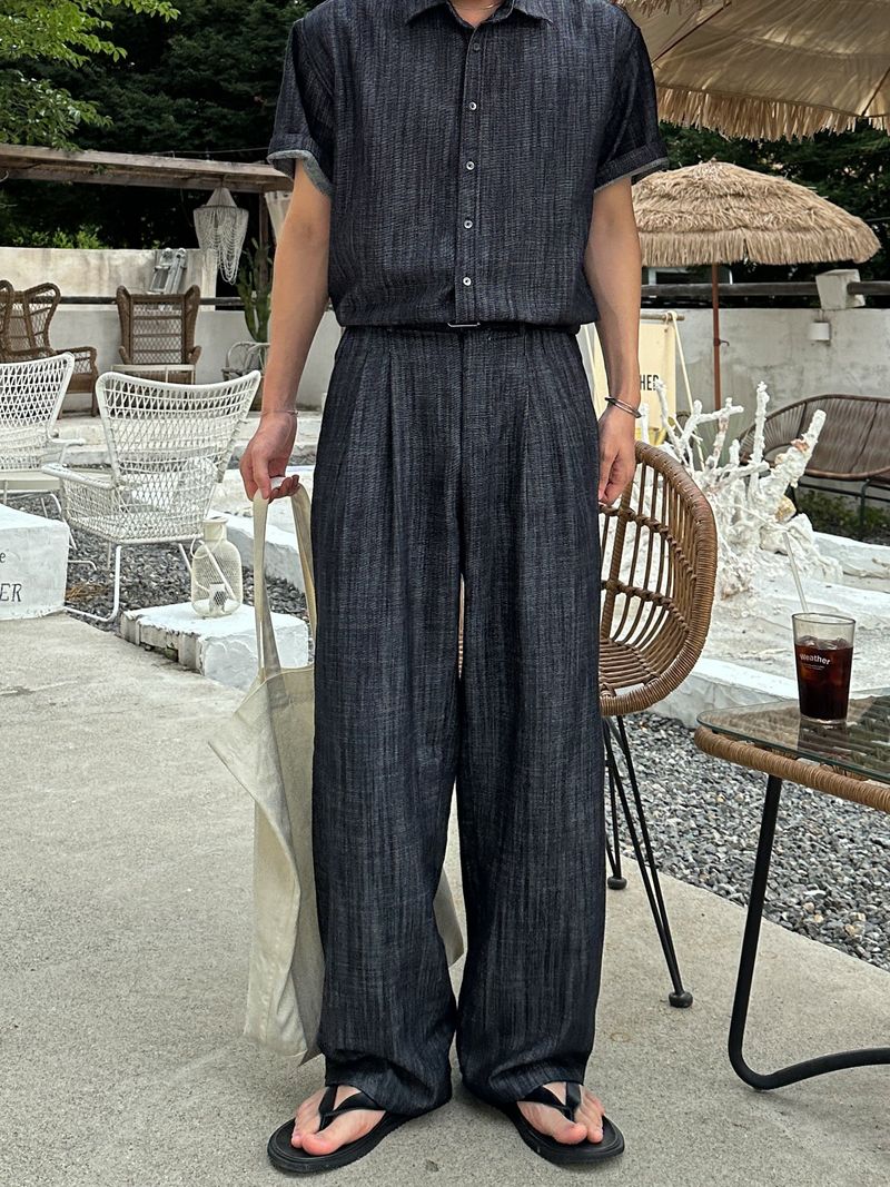 Olin linen two tuck wide denim