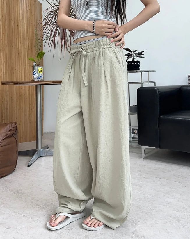 Diel Linen Pintuck Banding Pants