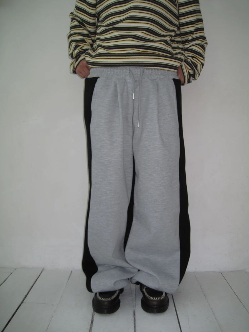 [UNISEX] 100 カラー ブロック スウェットパンツ (2 Colors)