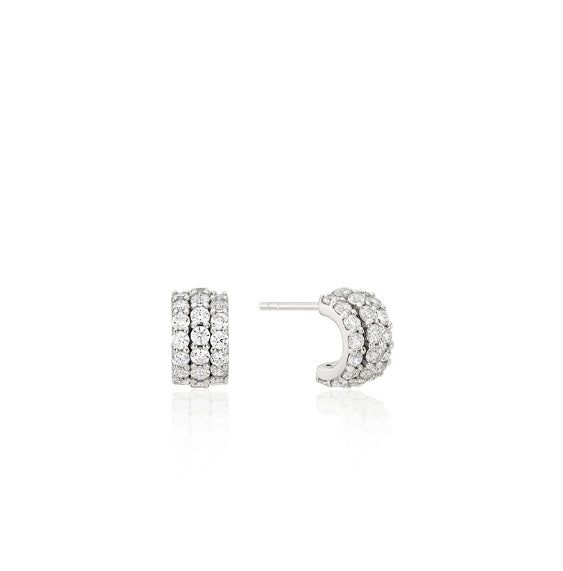 26SS★ Essence Silver Tria Pave Earrings