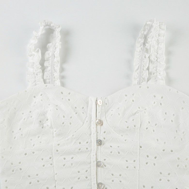 a punching eyelet bustier blouse