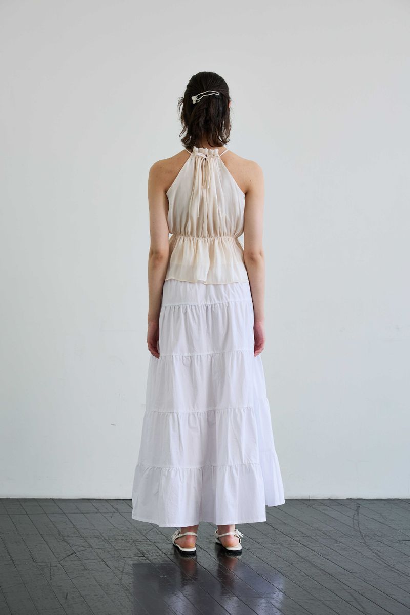 PEARL HALTERNECK TOP / IVORY