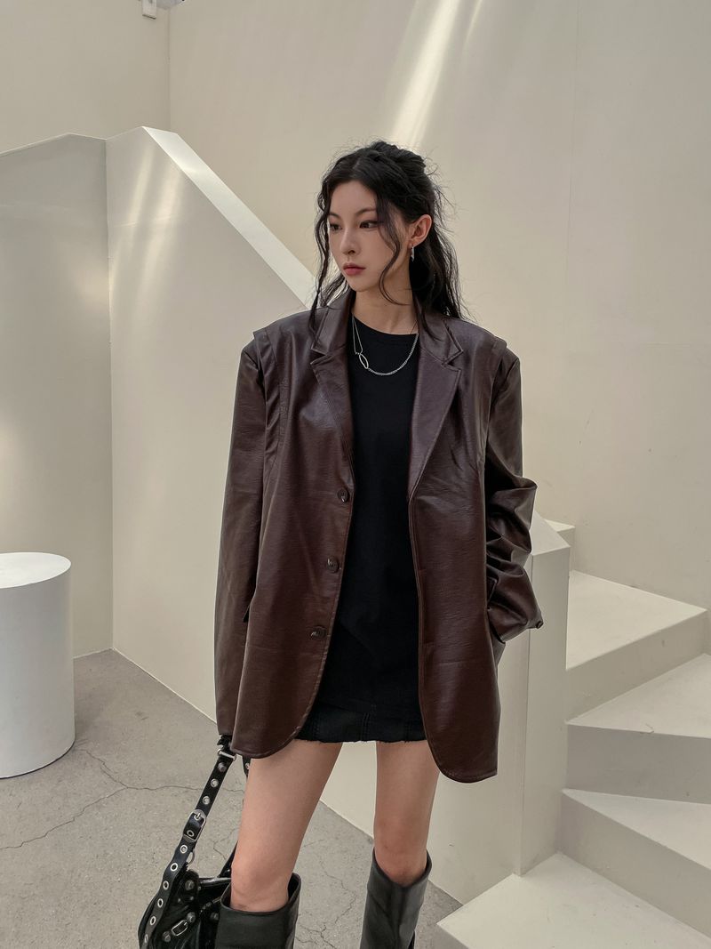 (UNISEX)ライニングレザーブレザー