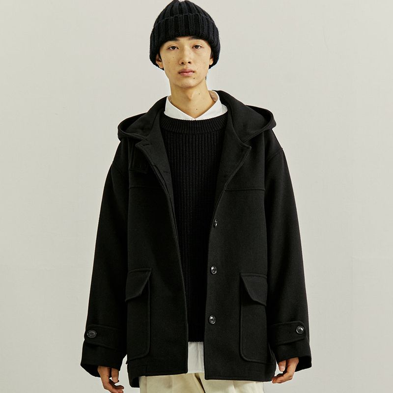 KND（ケイエンド）の「WOOL BLENDED FIELD HOOD COAT BLACK（Jackets/Outerwear）」