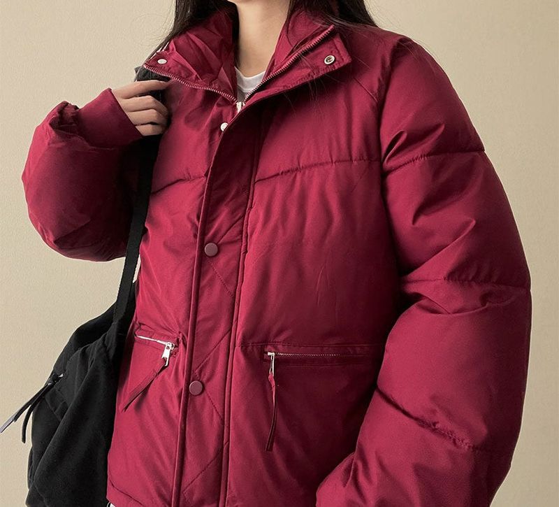  Ringf pocket zipper high neck padded jumper